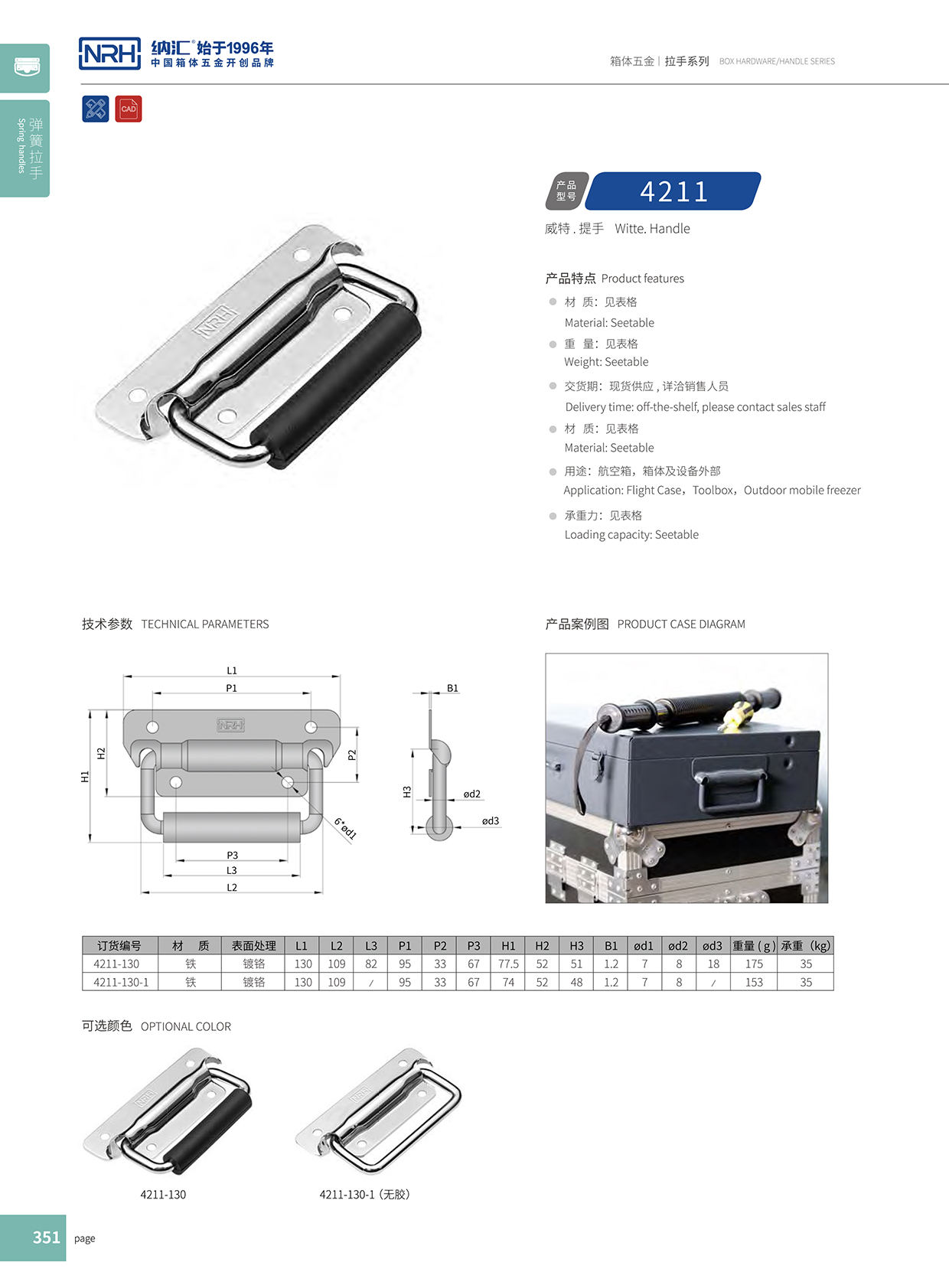 納匯/NRH 工具箱拉手 4211A