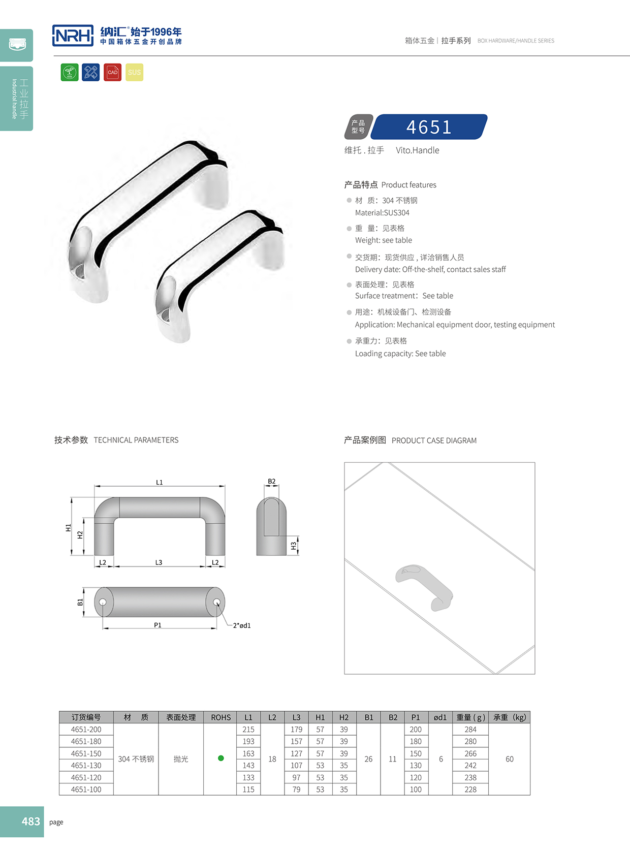 納匯/NRH 4651-114 工具箱把手