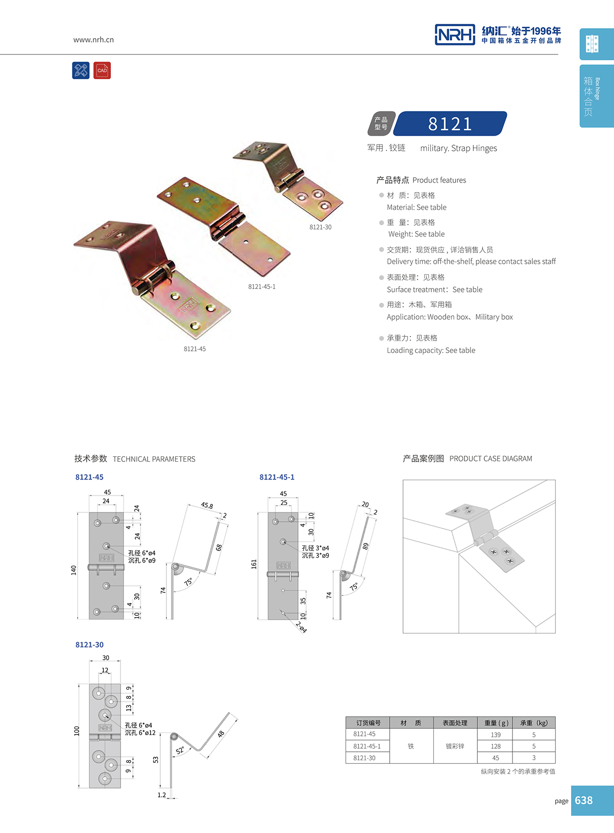 8121-45-1炮彈箱鉸鏈,木箱工具箱合頁