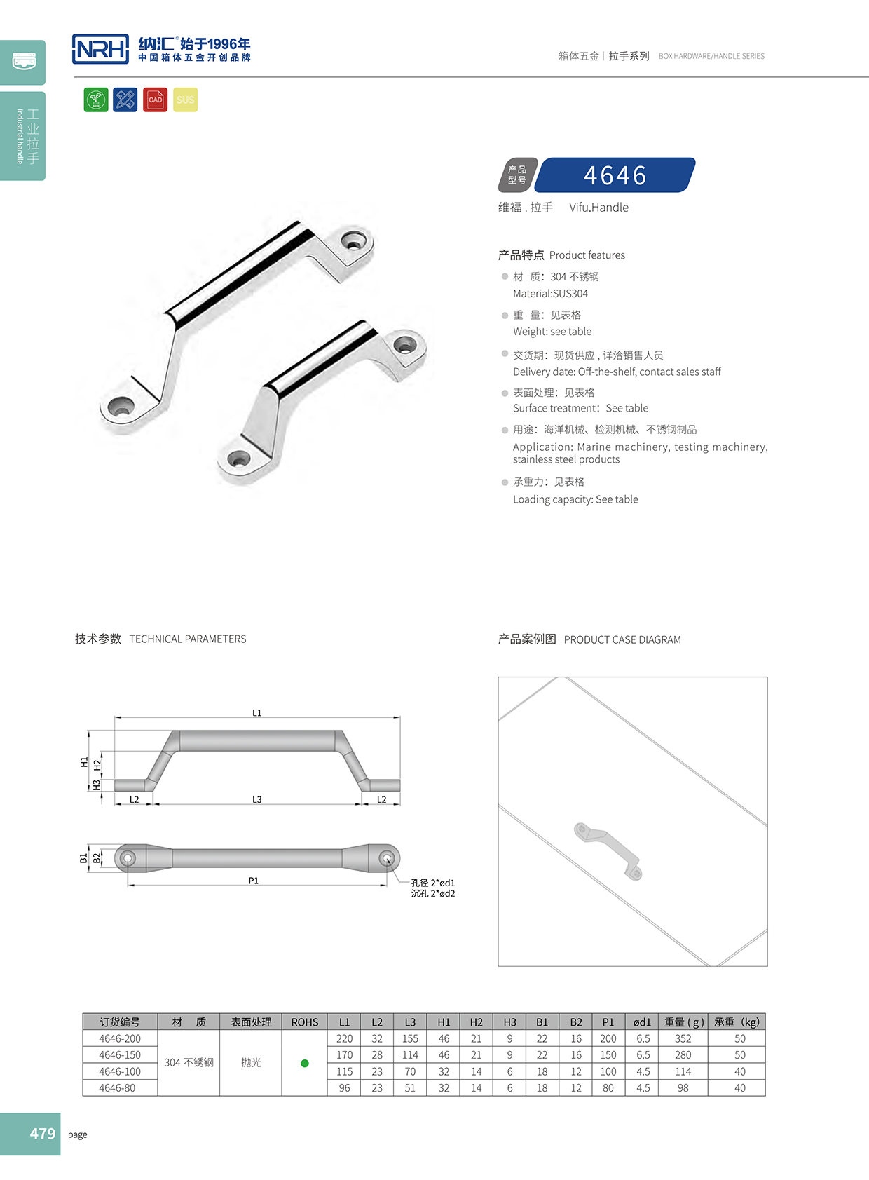 納匯/NRH 4646-200 儲物柜專用拉手