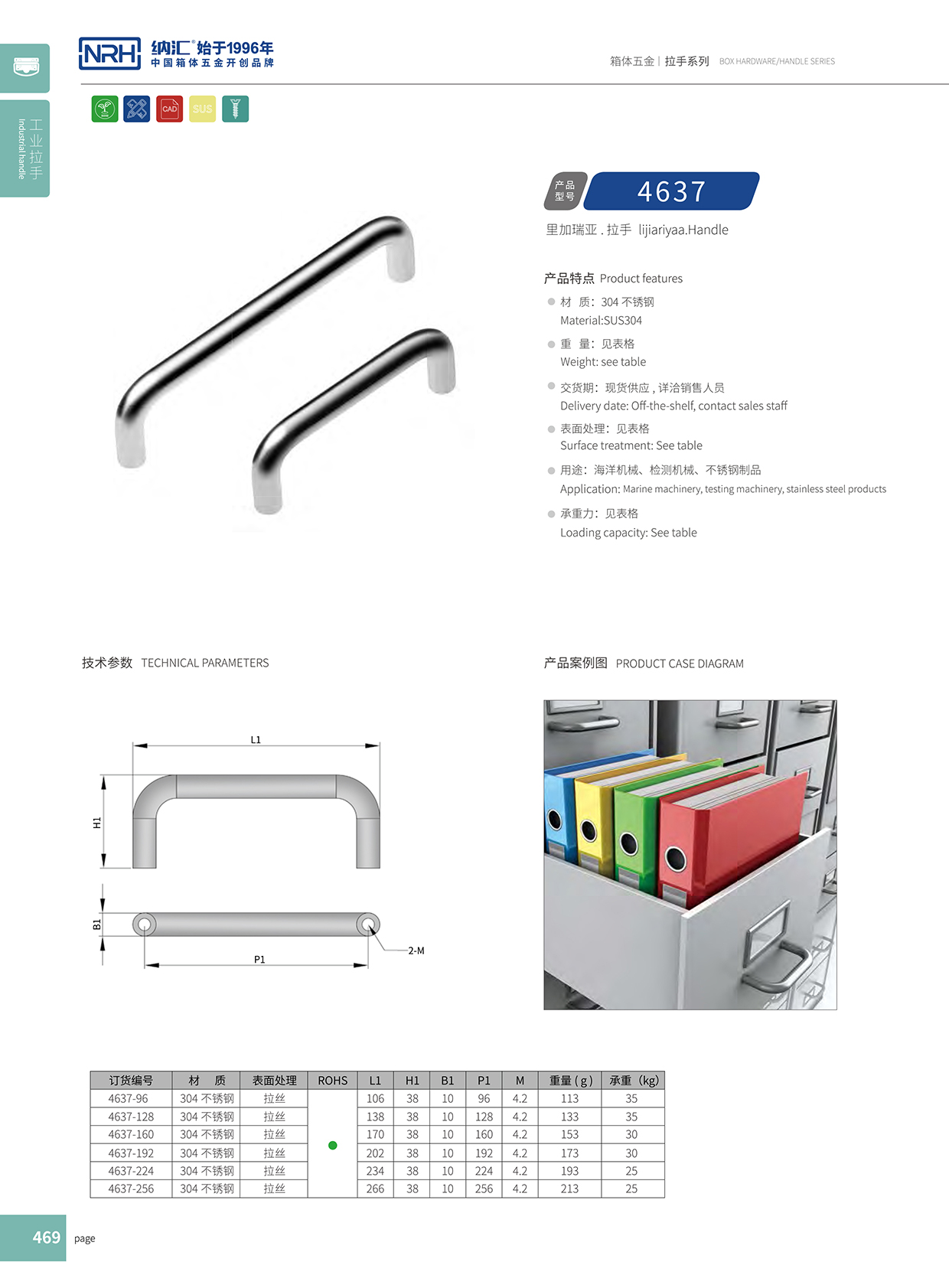 納匯/NRH 4637-128 滾塑箱拉手