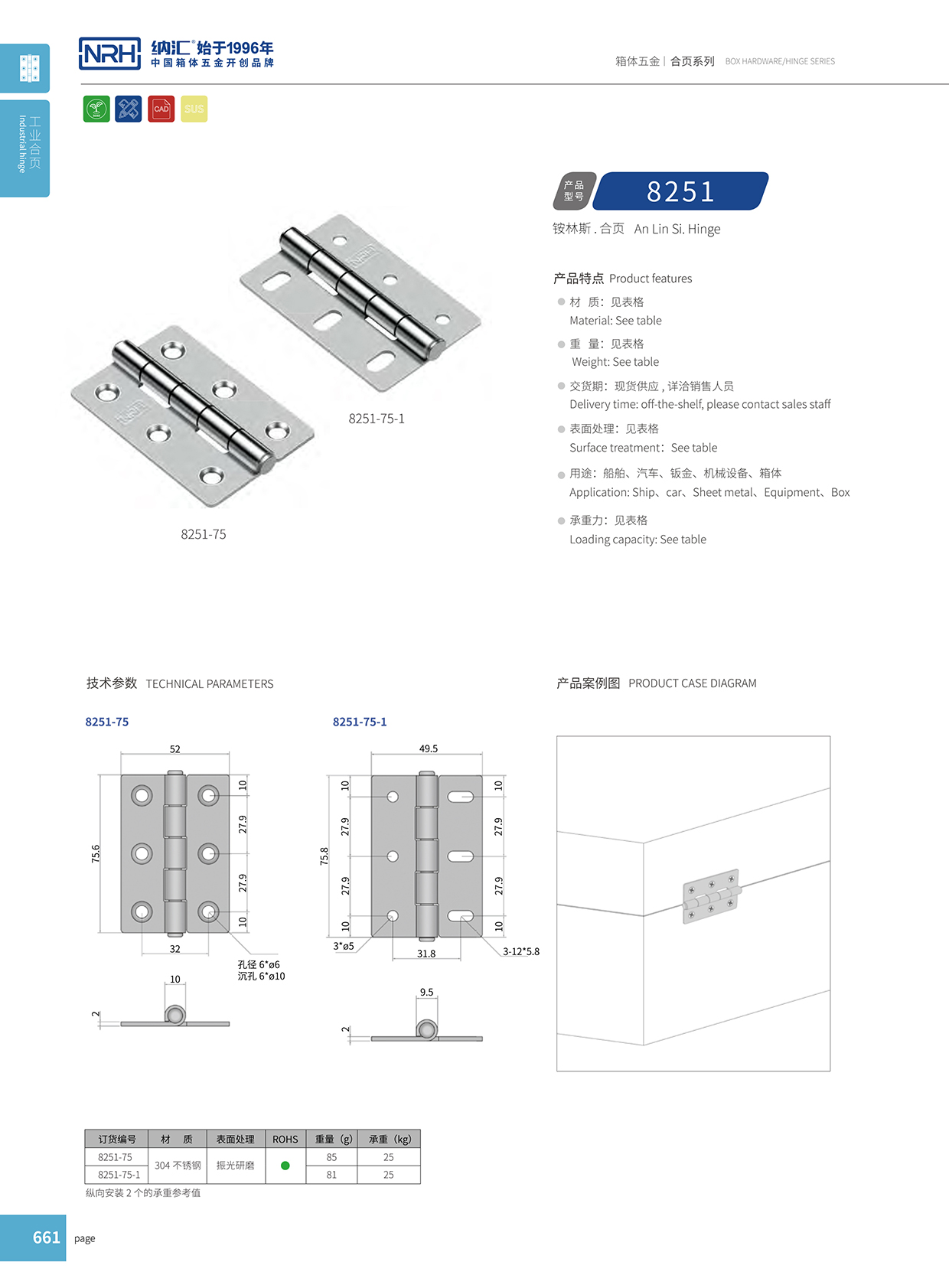 8251-75-1木箱合頁鉸鏈