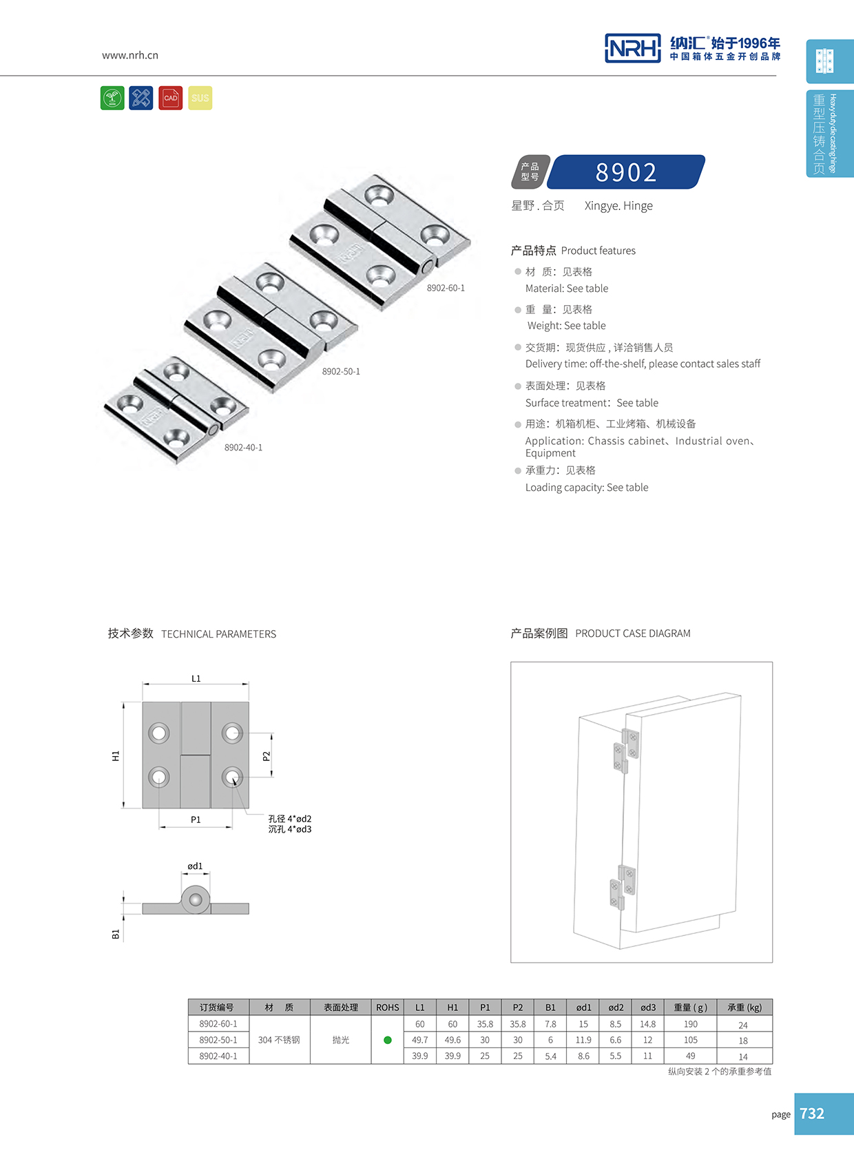   納匯/NRH 8902-60-1 飛機航空箱合頁