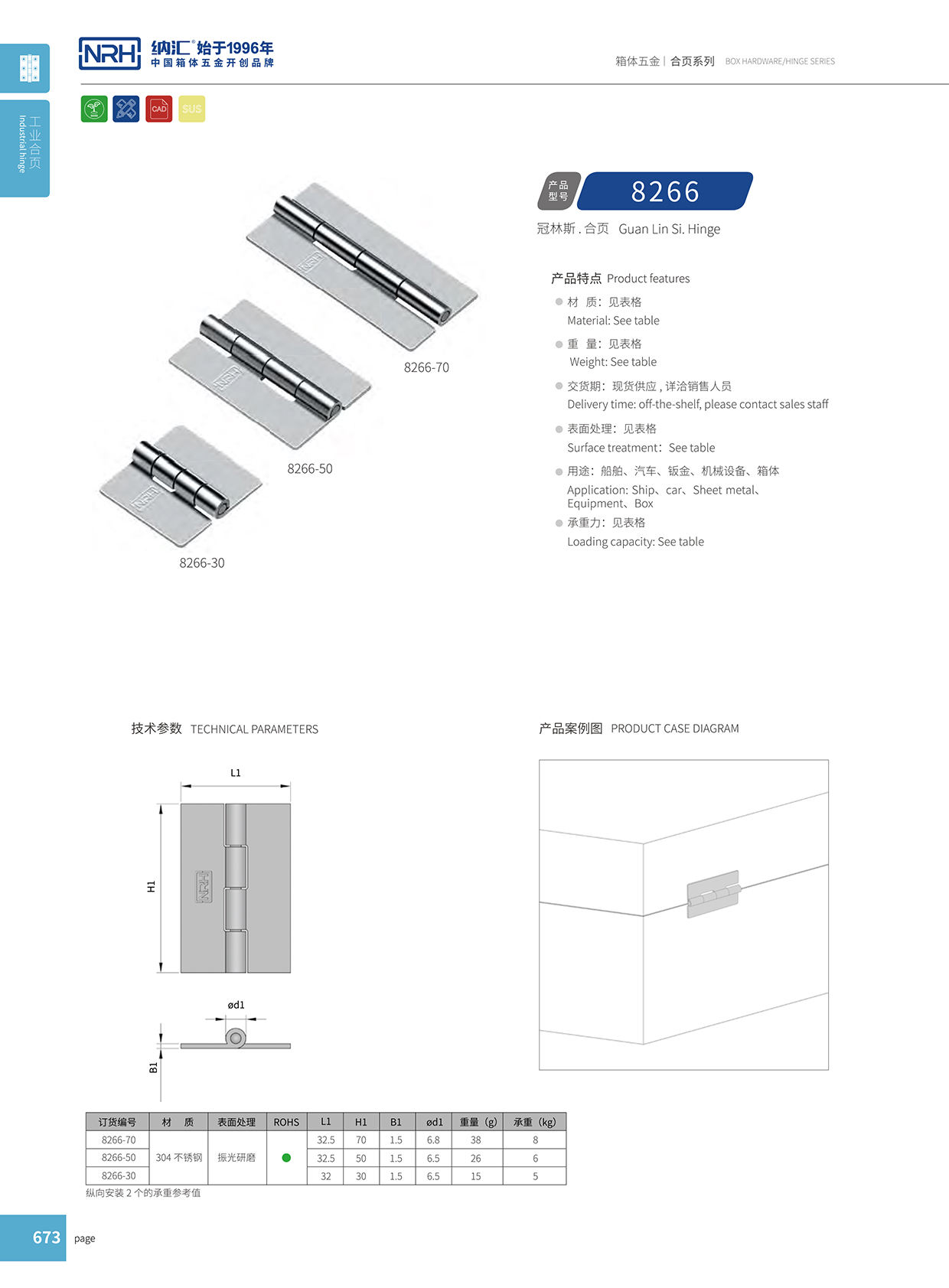 納匯/NRH 不銹鋼合頁 8266-30